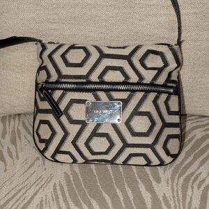 Nine West Black and Tan Hexagon Crossbody Bag